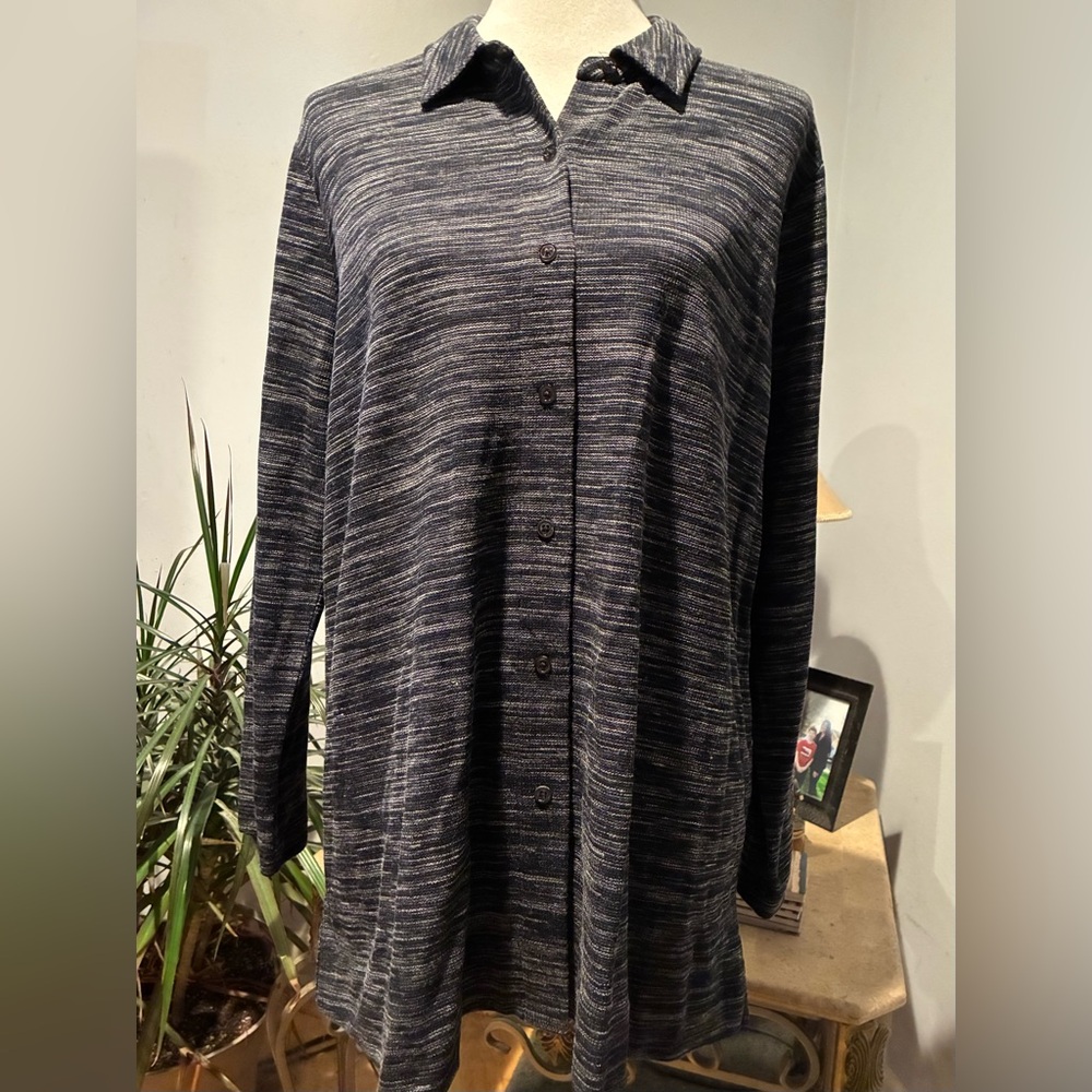 J Jill Wearever Collection New W/Tags Size L Textured Fabric Button Front